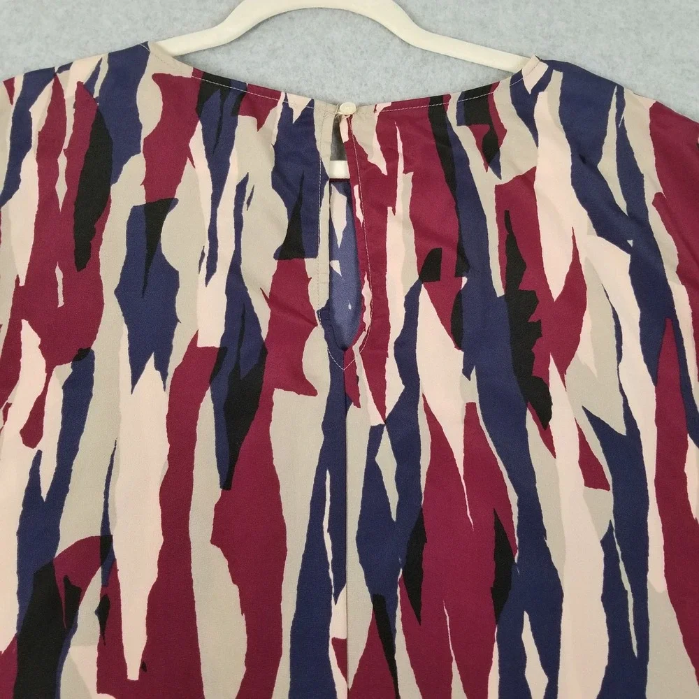Madison Dress Women XL Multicolor Abstract Ruffle Short Sleeve Shift Casual Work